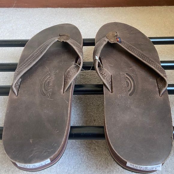 RAINBOW Men Premium Leather Double Layer Sandals - NEW NWOB NWOT - Picture 4 of 7